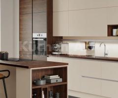 Cuisine contemporaine bois cognac & crème magnolia – VANCOUVER-GL & PERFECT SOFT-GL